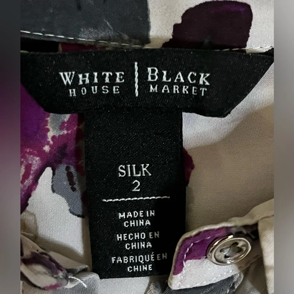 White House Black Market Long Sleeve Silk Floral Blouse size XS - Picture 12 of 12
